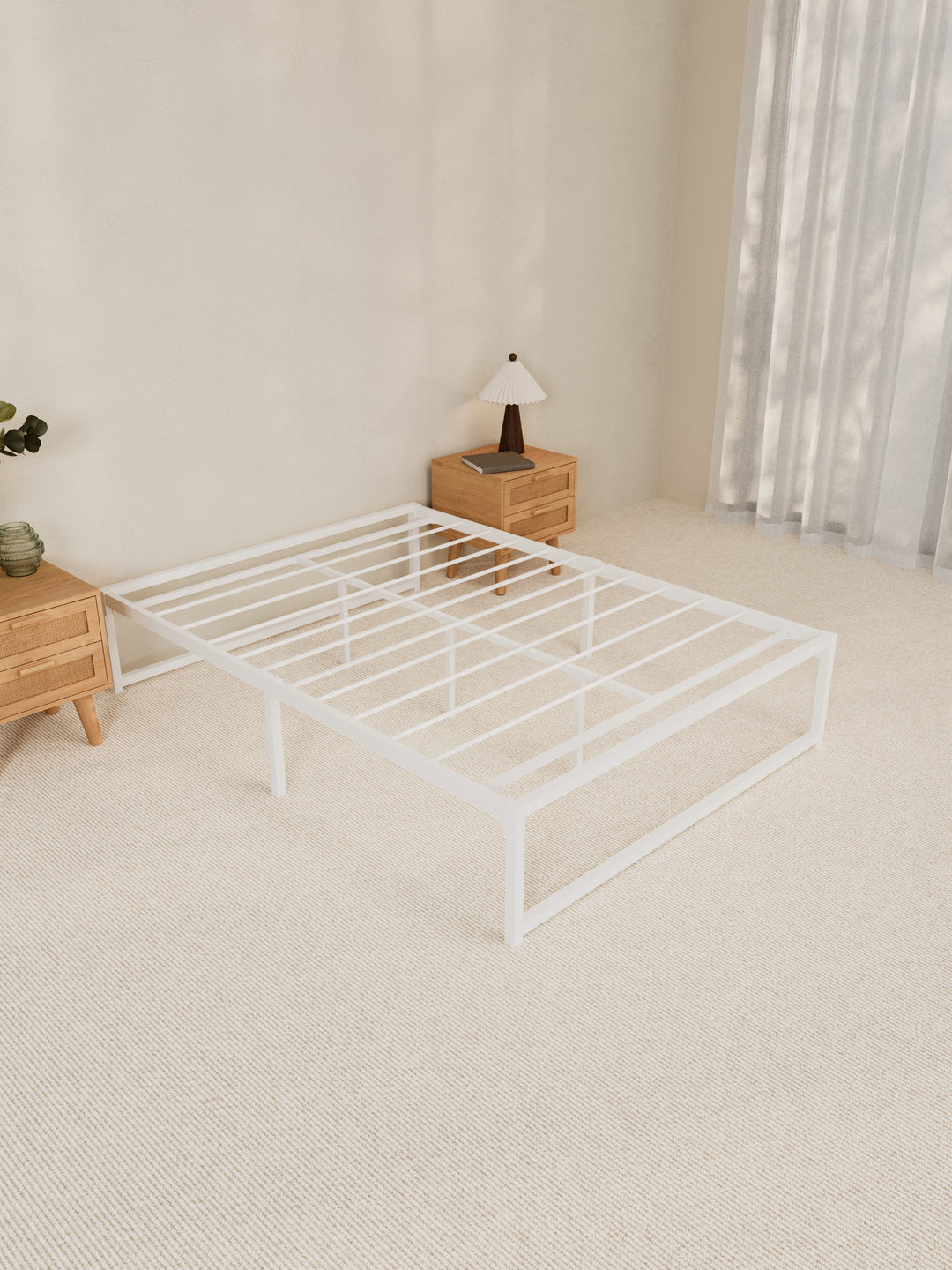 Theo White Metal Storage Bed Base