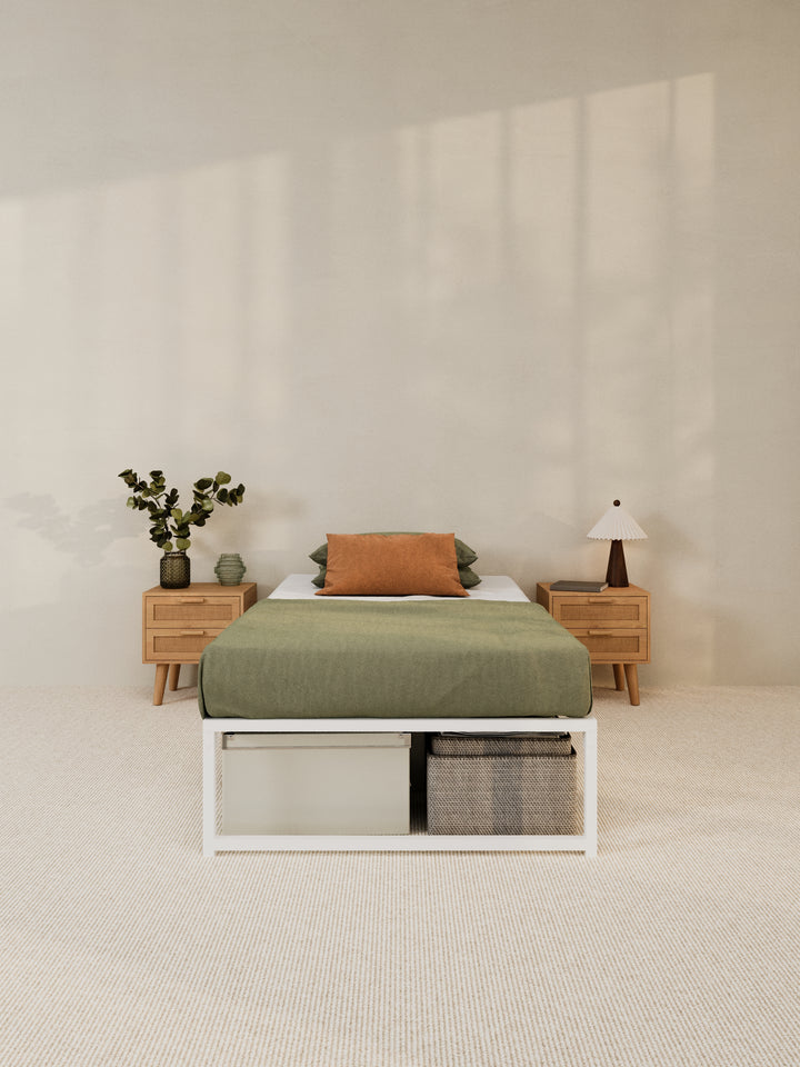 Theo White Metal Storage Bed Base