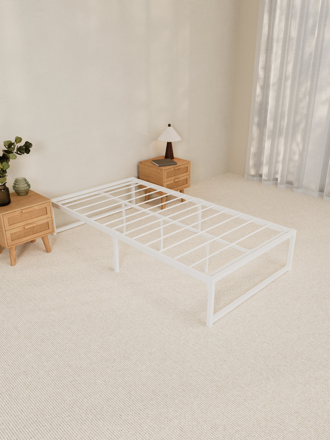 Theo White Metal Storage Bed Base