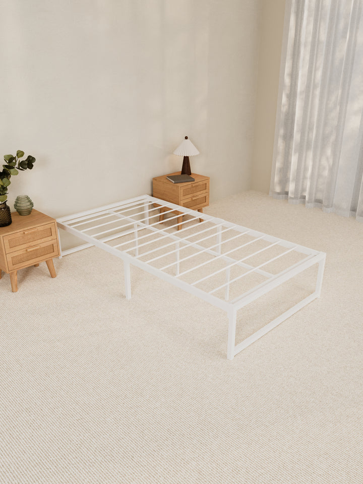 Theo White Metal Storage Bed Base