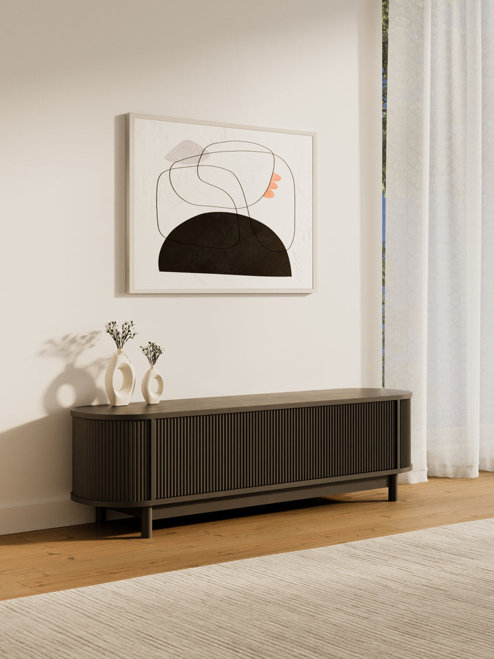Zephyr Premium Black Curved Entertainment Unit 160cm