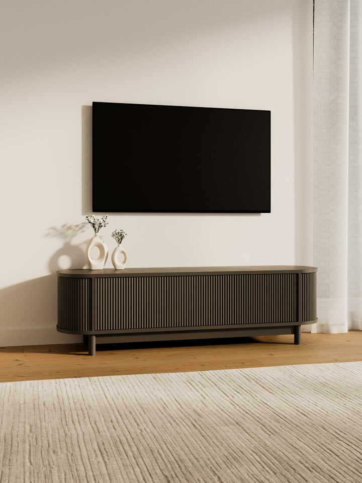Zephyr Premium Black Curved Entertainment Unit 160cm