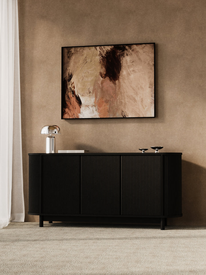 Zephyr Premium Black Curved Sideboard Cabinet 160cm