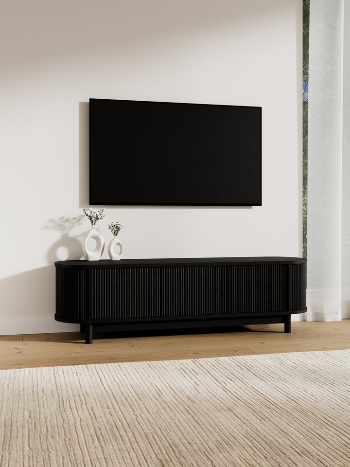 Zephyr Premium Black Curved Entertainment Unit 160cm