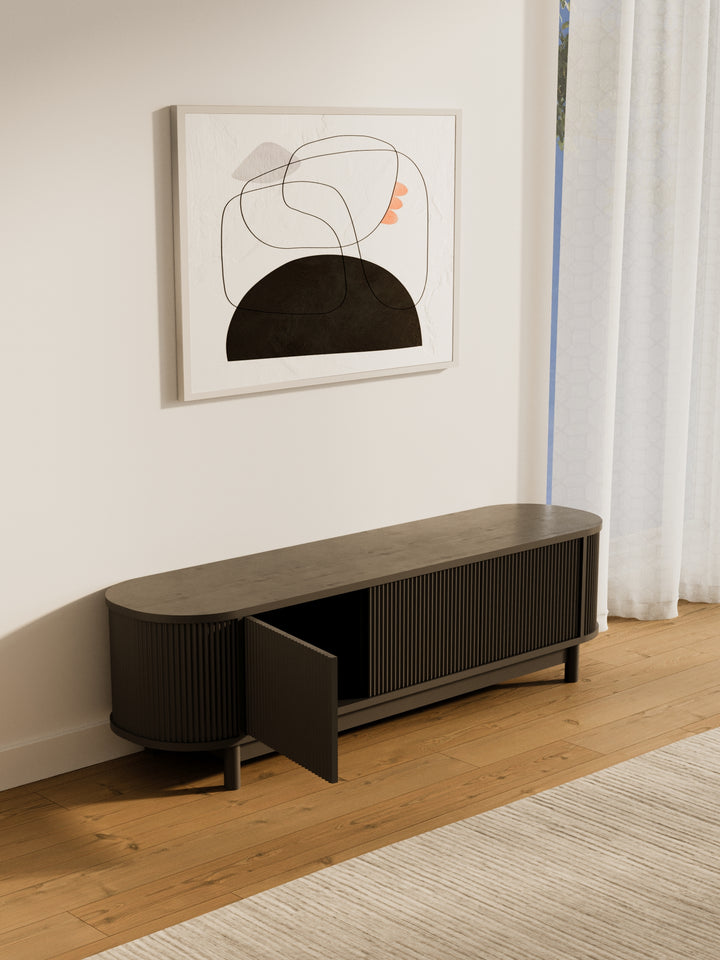 Zephyr Premium Black Curved Entertainment Unit 160cm
