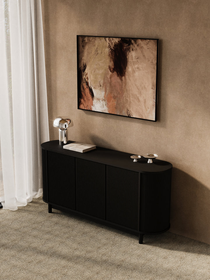 Zephyr Premium Black Curved Sideboard Cabinet 160cm