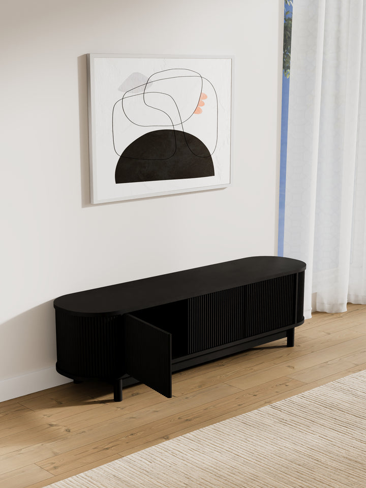 Zephyr Premium Black Curved Entertainment Unit 160cm