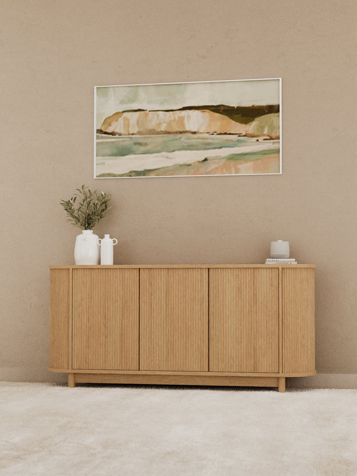 Zephyr Premium Natural Curved Sideboard Cabinet 160cm