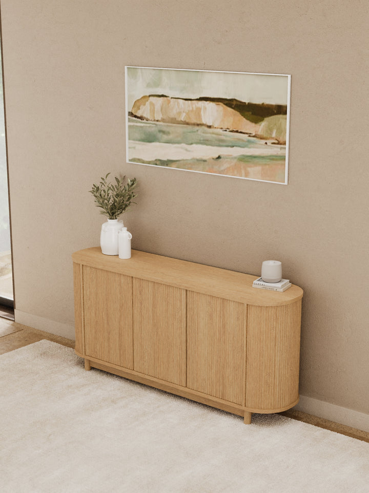 Zephyr Premium Natural Curved Sideboard Cabinet 160cm
