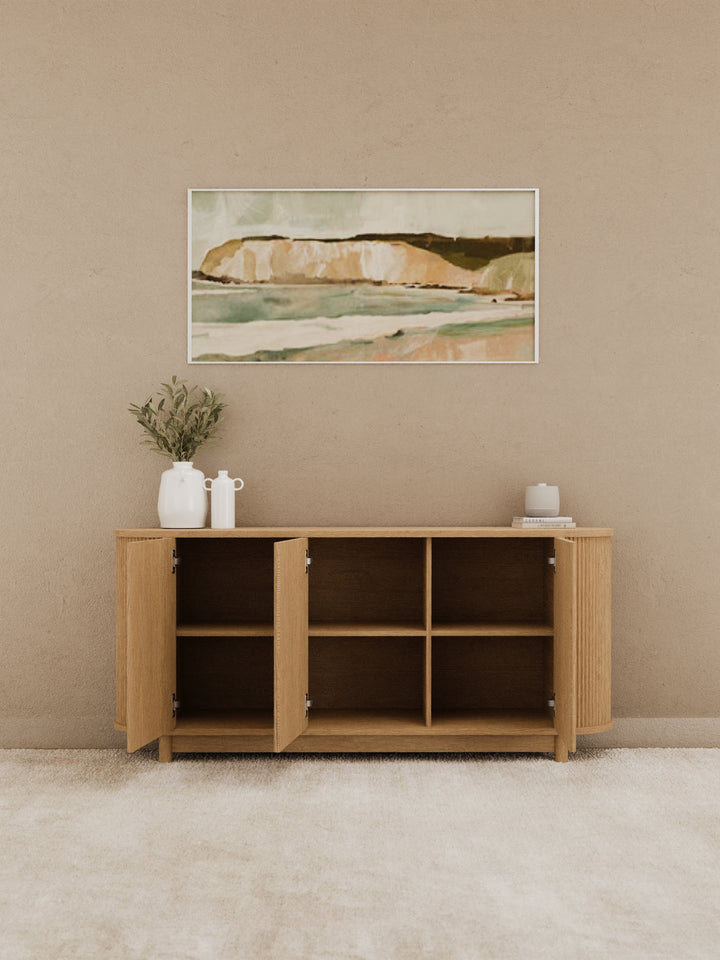 Zephyr Premium Natural Curved Sideboard Cabinet 160cm