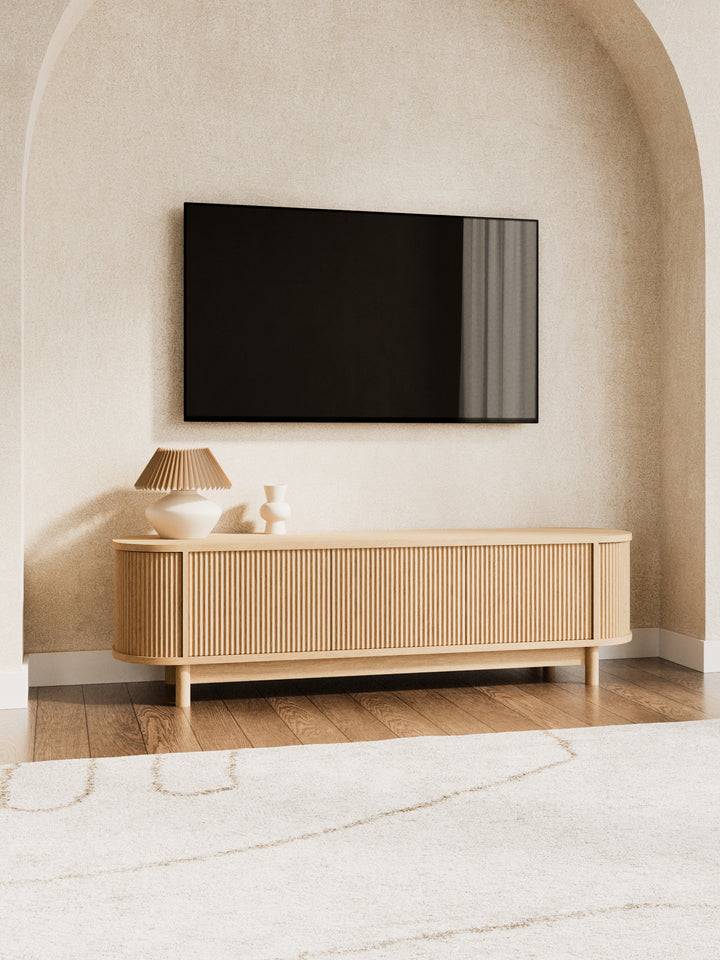Zephyr Premium Natural Curved Entertainment Unit 160cm