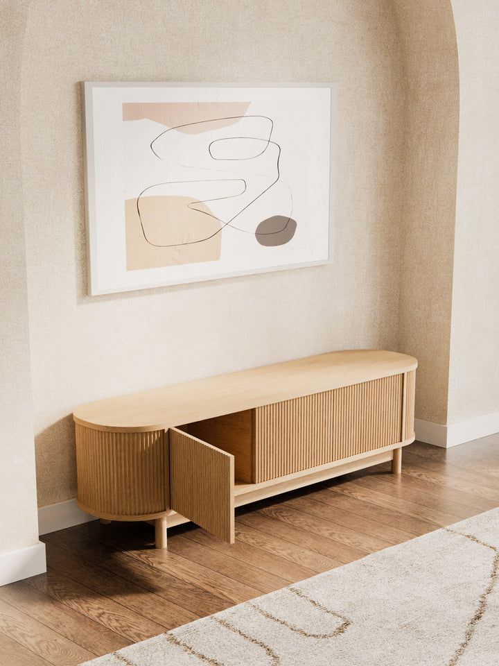 Zephyr Premium Natural Curved Entertainment Unit 160cm