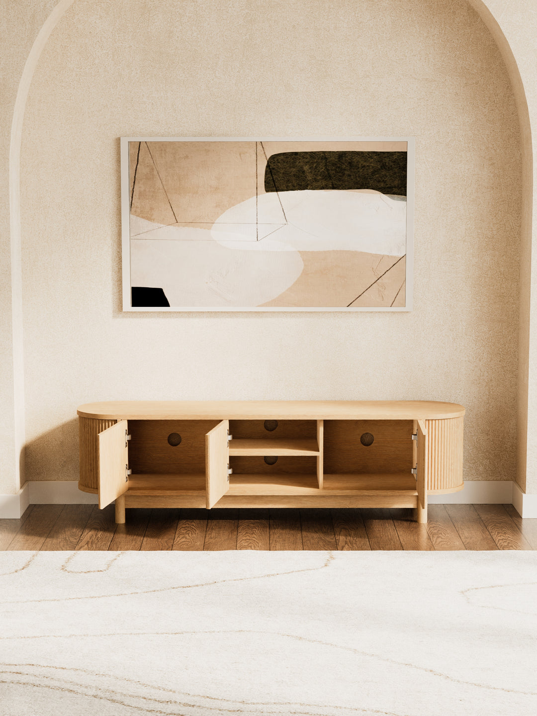 Zephyr Premium Natural Curved Entertainment Unit 160cm