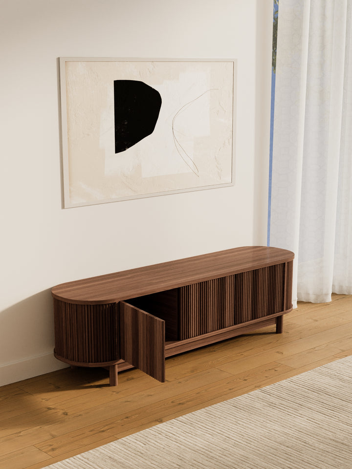 Zephyr Premium Walnut Curved Entertainment Unit 160cm
