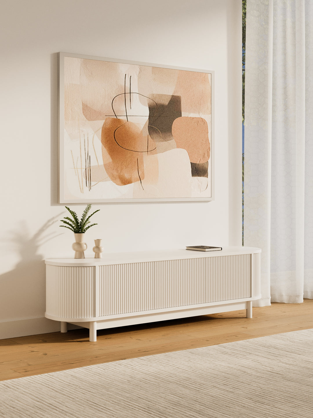 Zephyr Premium White Curved Entertainment Unit 160cm
