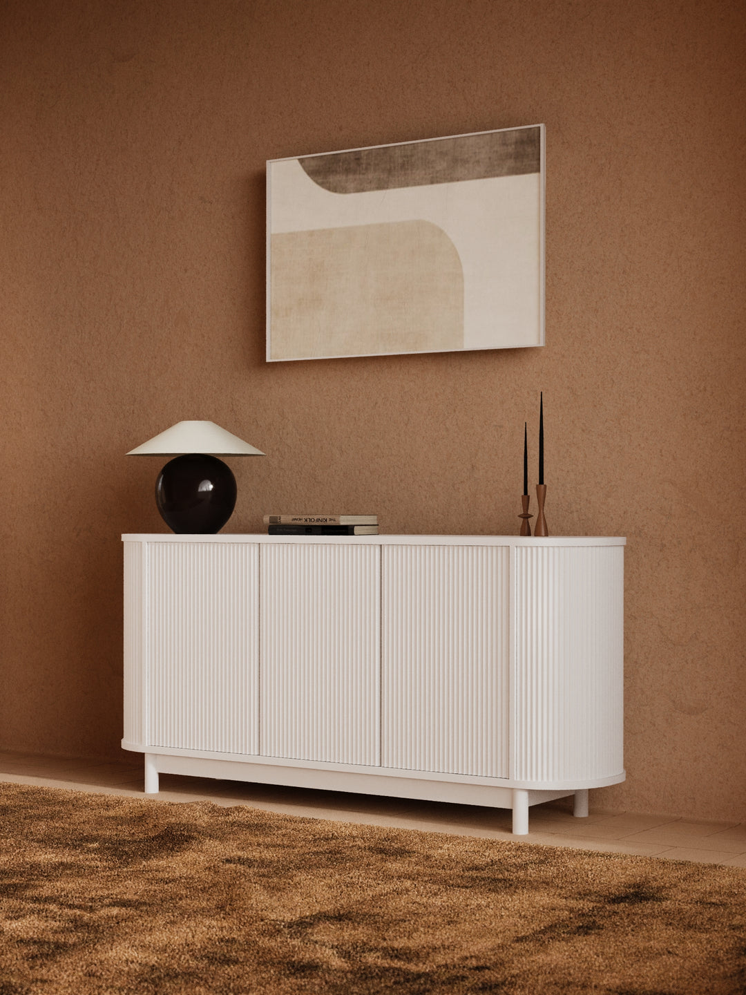 Zephyr Premium White Curved Sideboard Cabinet 160cm
