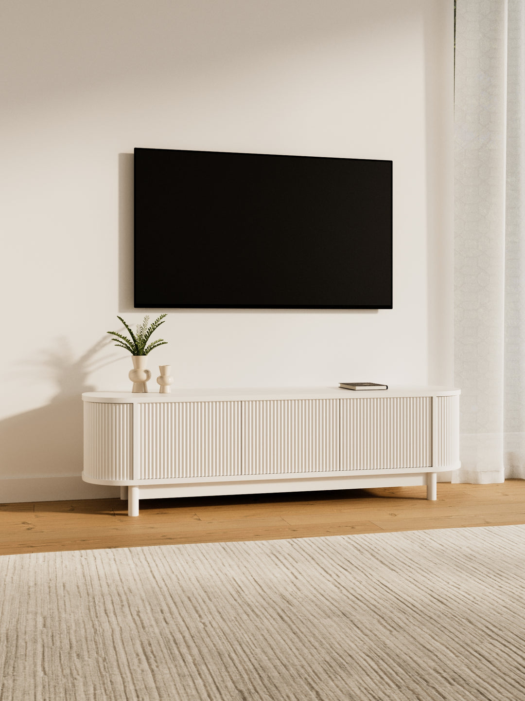 Zephyr Premium White Curved Entertainment Unit 160cm