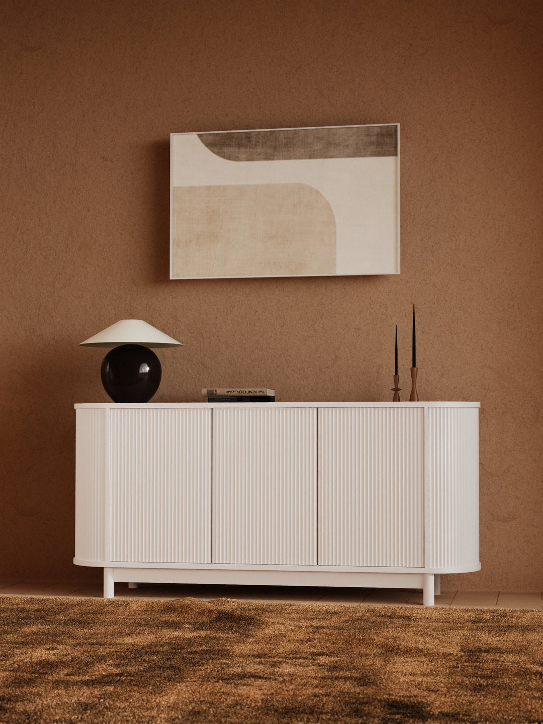 Zephyr Premium White Curved Sideboard Cabinet 160cm