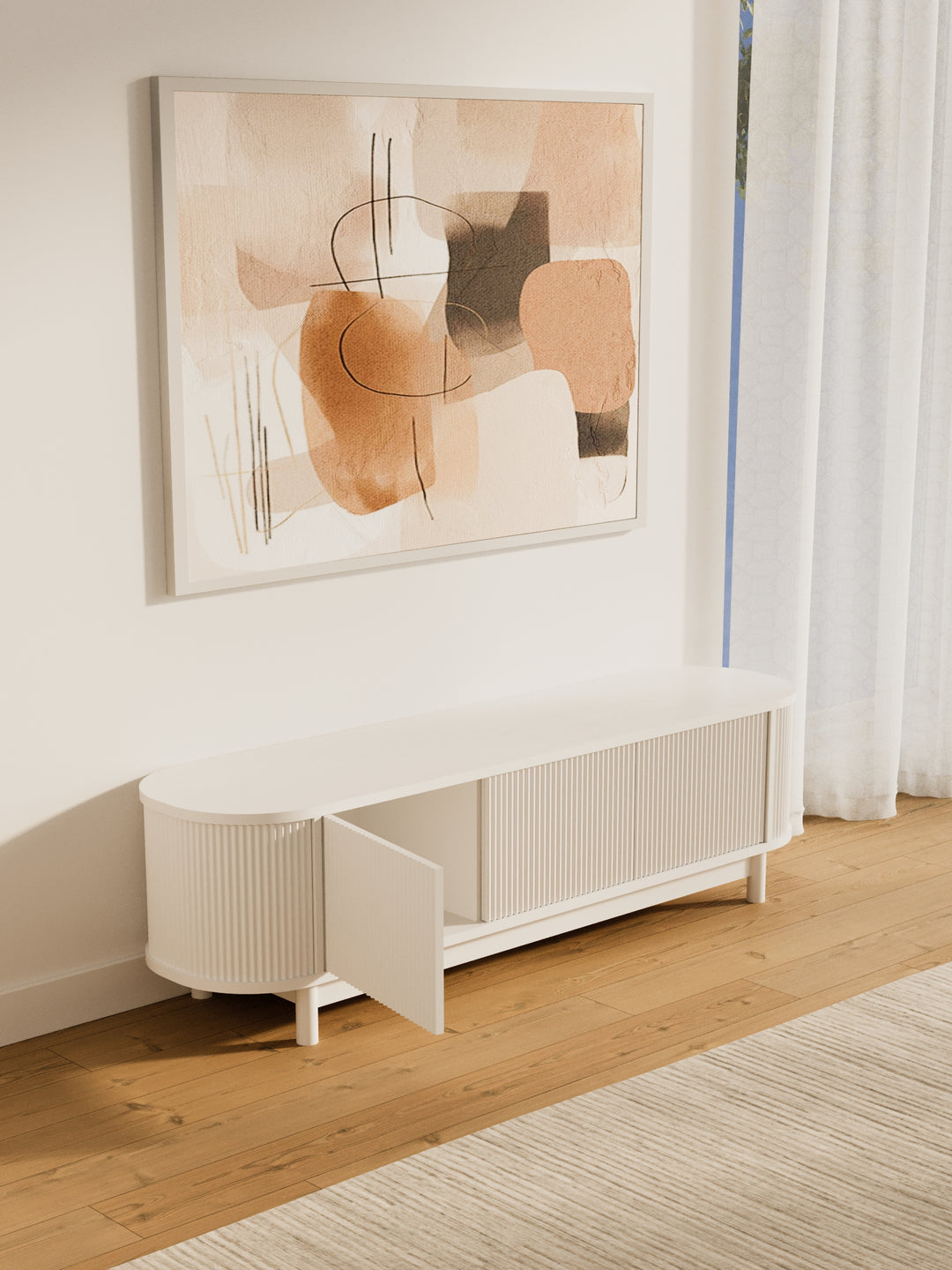 Zephyr Premium White Curved Entertainment Unit 160cm