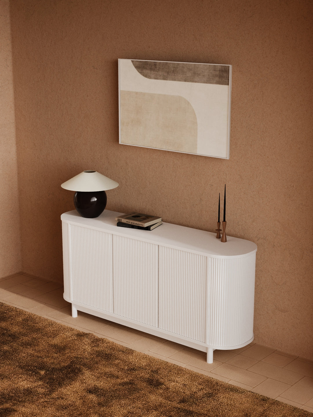 Zephyr Premium White Curved Sideboard Cabinet 160cm
