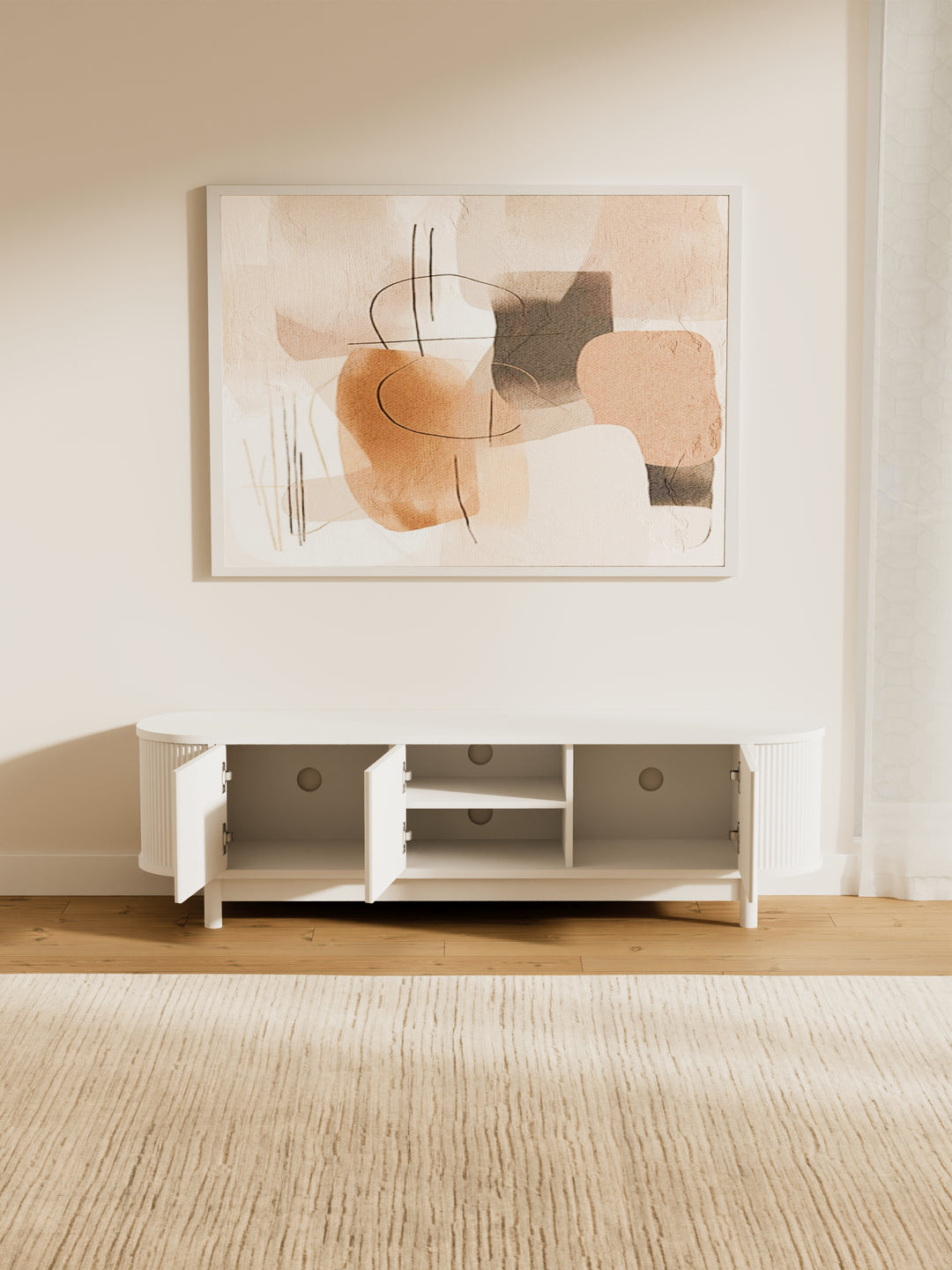 Zephyr Premium White Curved Entertainment Unit 160cm